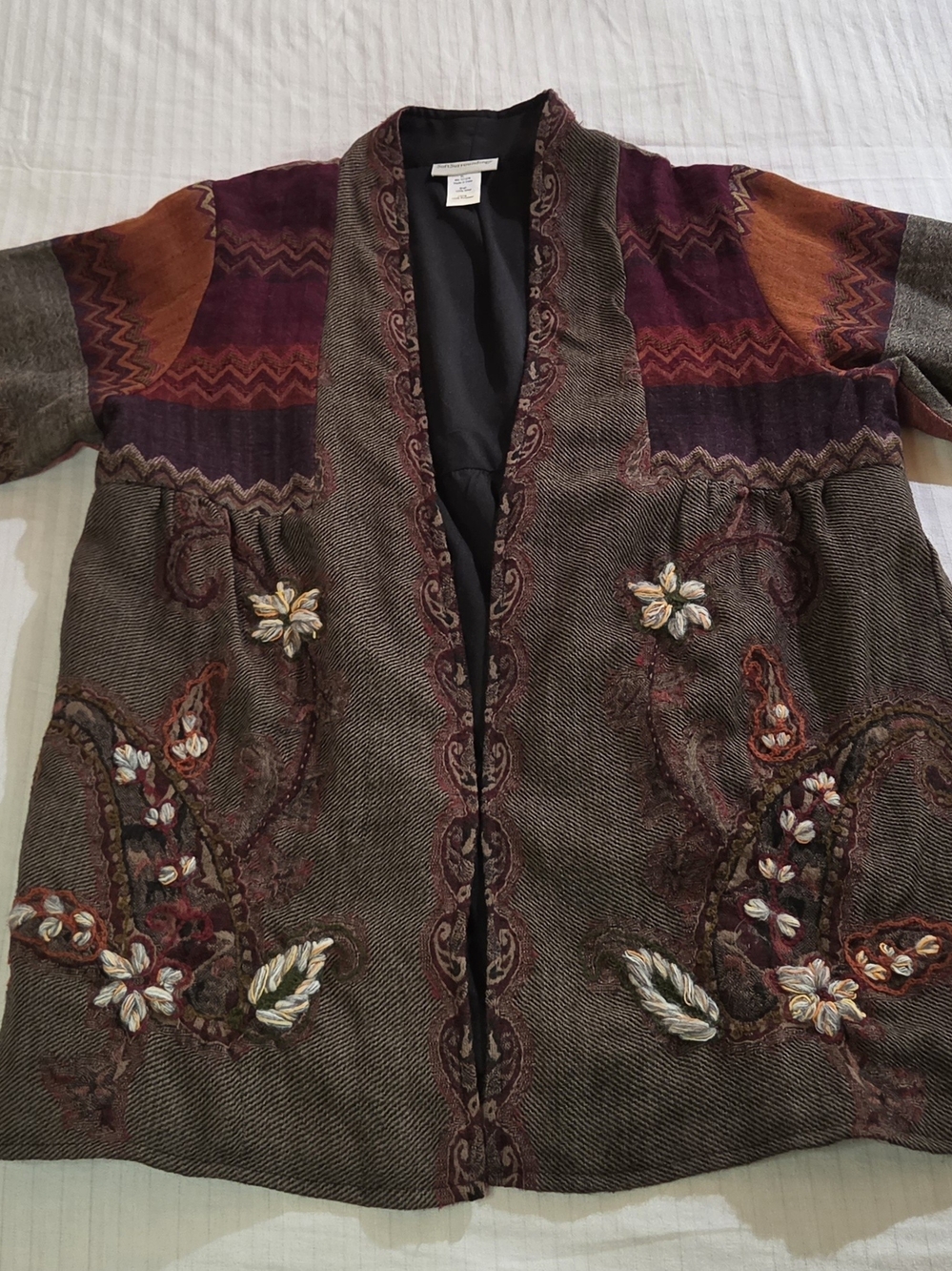Soft Surrounding Jacket Women PL wool patchwork floral embroidered Boho